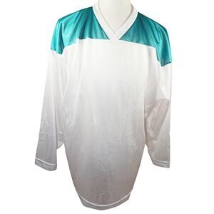 Adult Medium - Xtreme Basics Sr M White Green Ice Or Roller Hockey Jersey